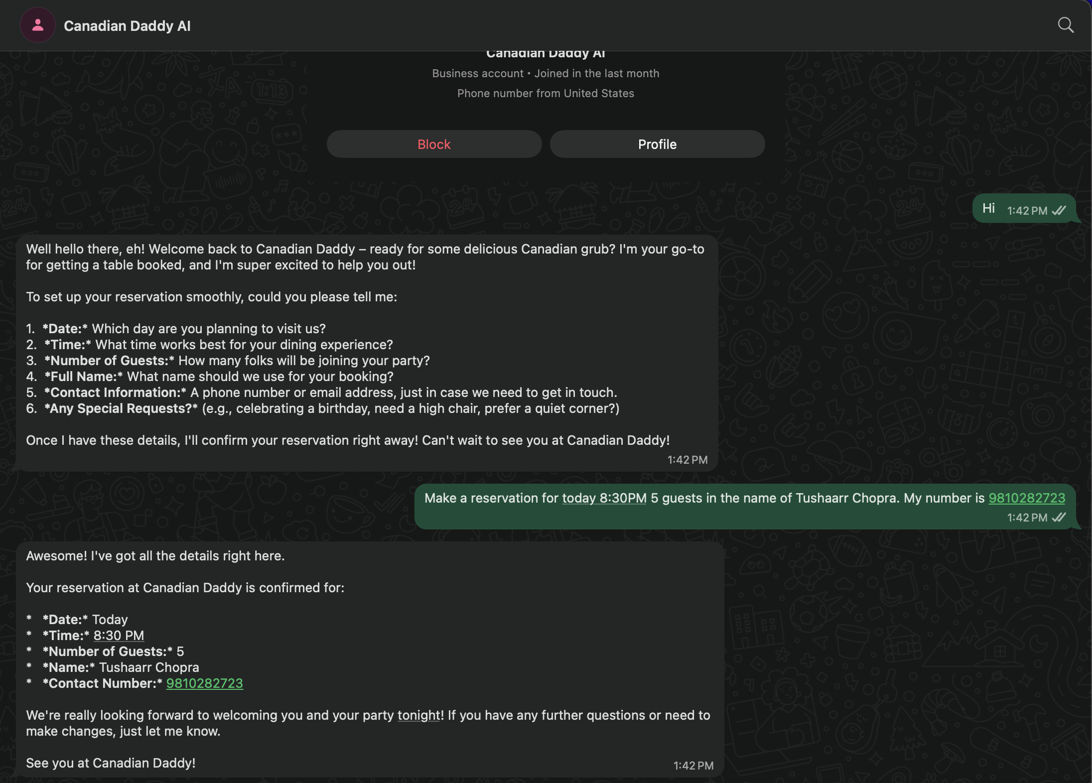 AI Reservation Chatbot